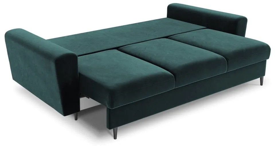 Morska aksamitna rozkładana/ze schowkiem sofa 235 cm Kyoto – Cosmopolitan Design