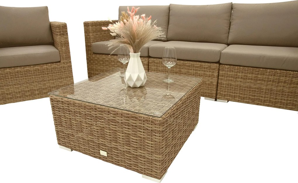 Zestaw rattanowy MALIBU dla 5 osób (beżowo-brązowy)