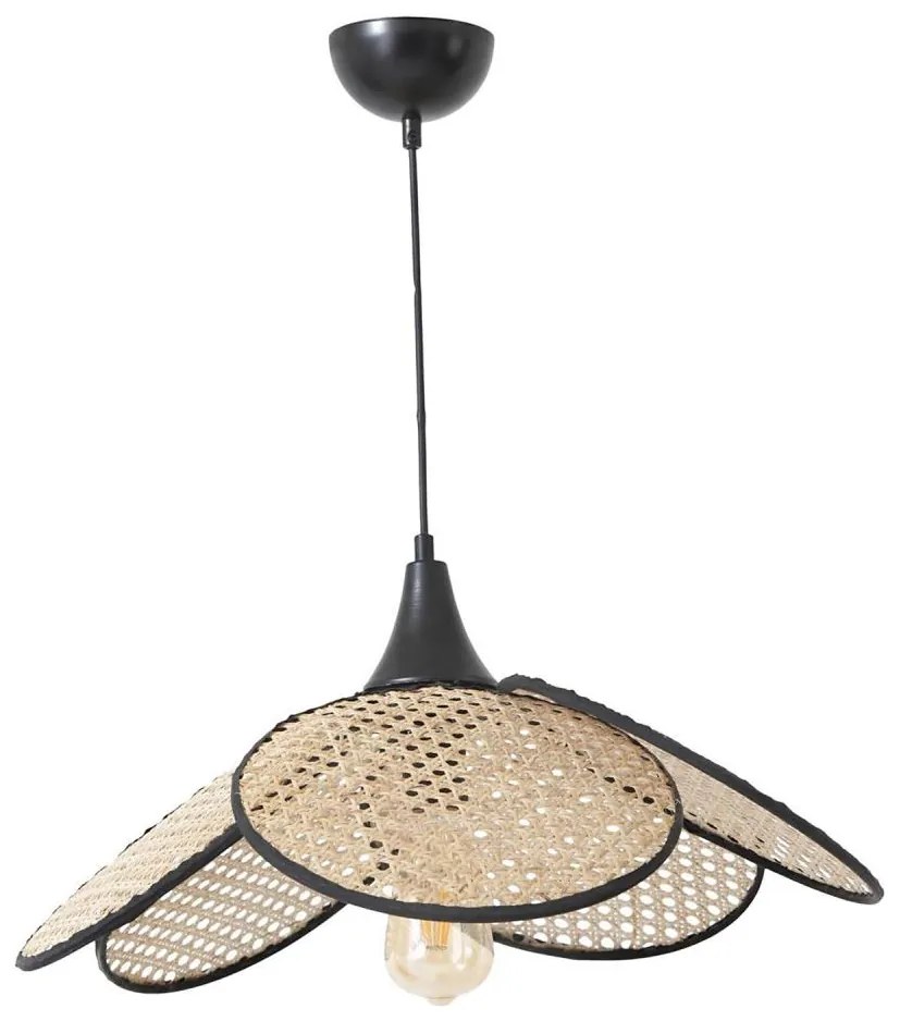 Lampa wisząca na lince FUME 1xE27/40W/230V Ø 45 cm czarna/beżowa