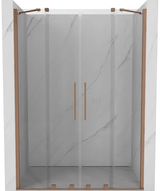 Mexen Velar Duo drzwi prysznicowe rozsuwane 150 cm, transparent, miedź szczotkowana - 871-150-000-02-65
