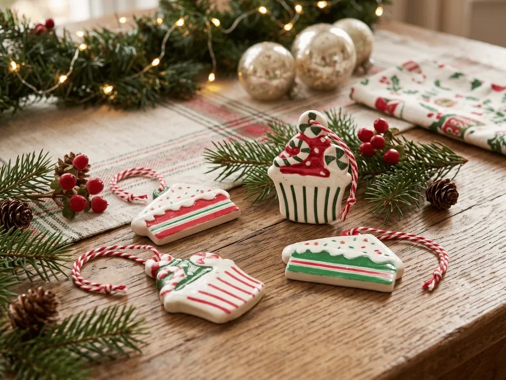 Zestaw 4 szt. ozdób świątecznych CHRISTMAS PATISSERIE 6 cm