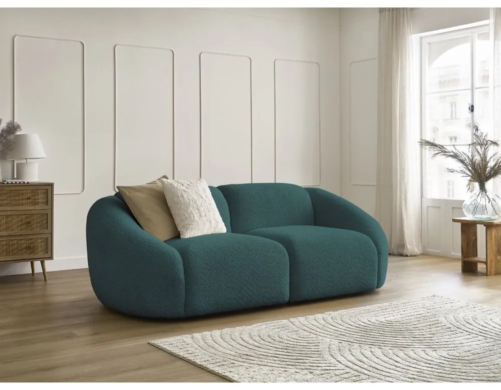 Turkusowa sofa z materiału bouclé 230 cm Tina – Bobochic Paris