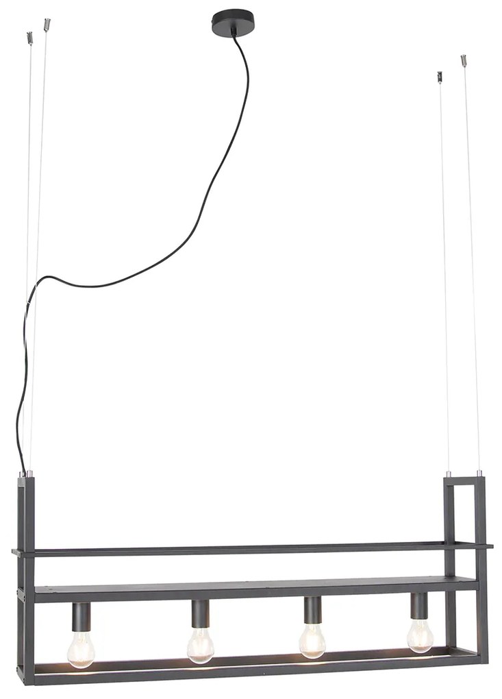 Industrialna lampa wisząca czarna z 4-punktowym stojakiem - Cage RackPrzemysłowy Oswietlenie wewnetrzne