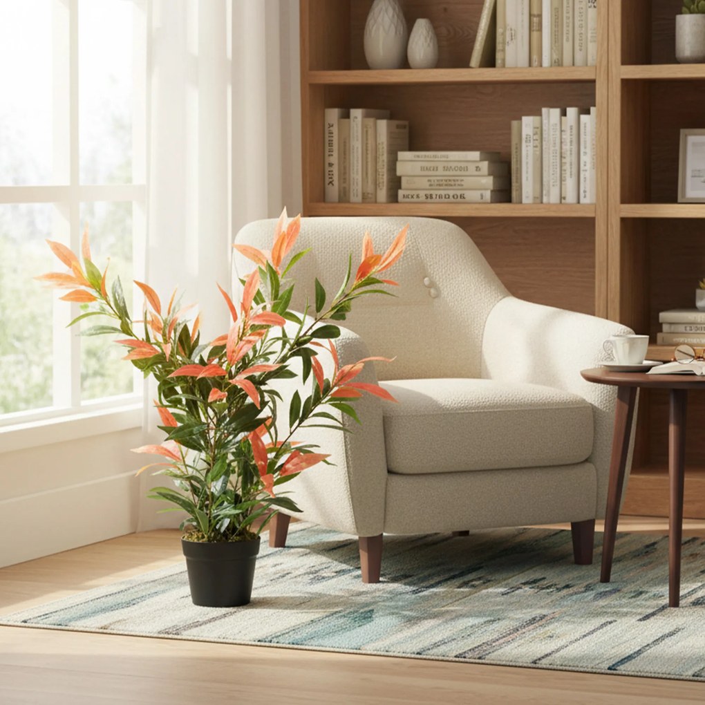 HOMCOM Sztuczna Photinia 90 cm roślina sztuczna z 300 liśćmi, z regulowanymi gałęziami, 45 x 45 x 90 cm, Czerwony+Zielony | Aosom PL