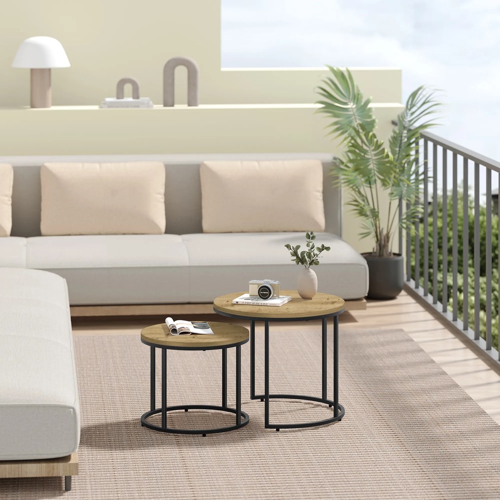 Stolik kawowy okrągły 2szt - artisan / nogi czarne