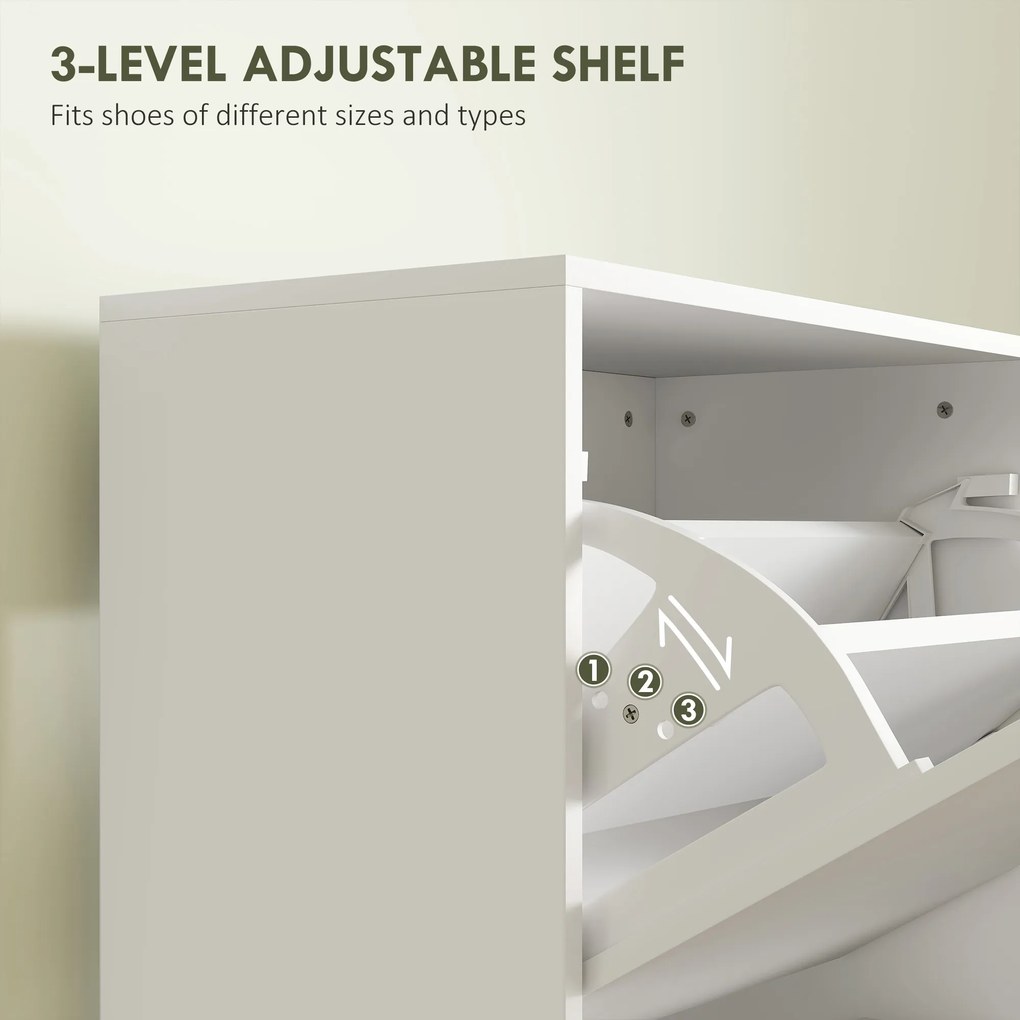 HOMCOM Szafka na Buty, 3 Szuflady, na do 12 Par Butów, Płyta Wiórowa, Biała