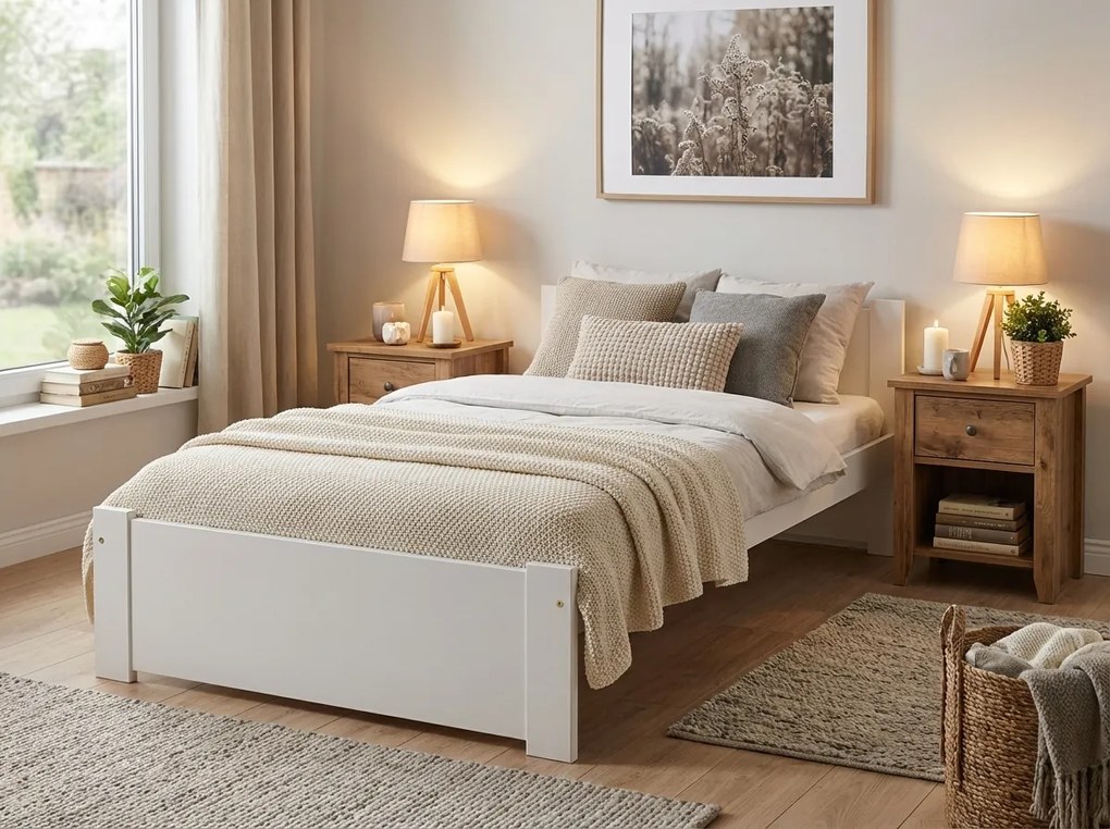 Łóżko IKAROS 80 x 200 cm, białe Stelaż: Bez stelaża, Materac: Materac Coco Maxi 20 cm