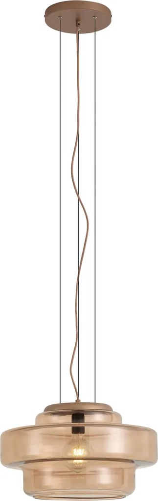 Lampa wisząca retro ciemny brąz z bursztynowym szkłem - Barb