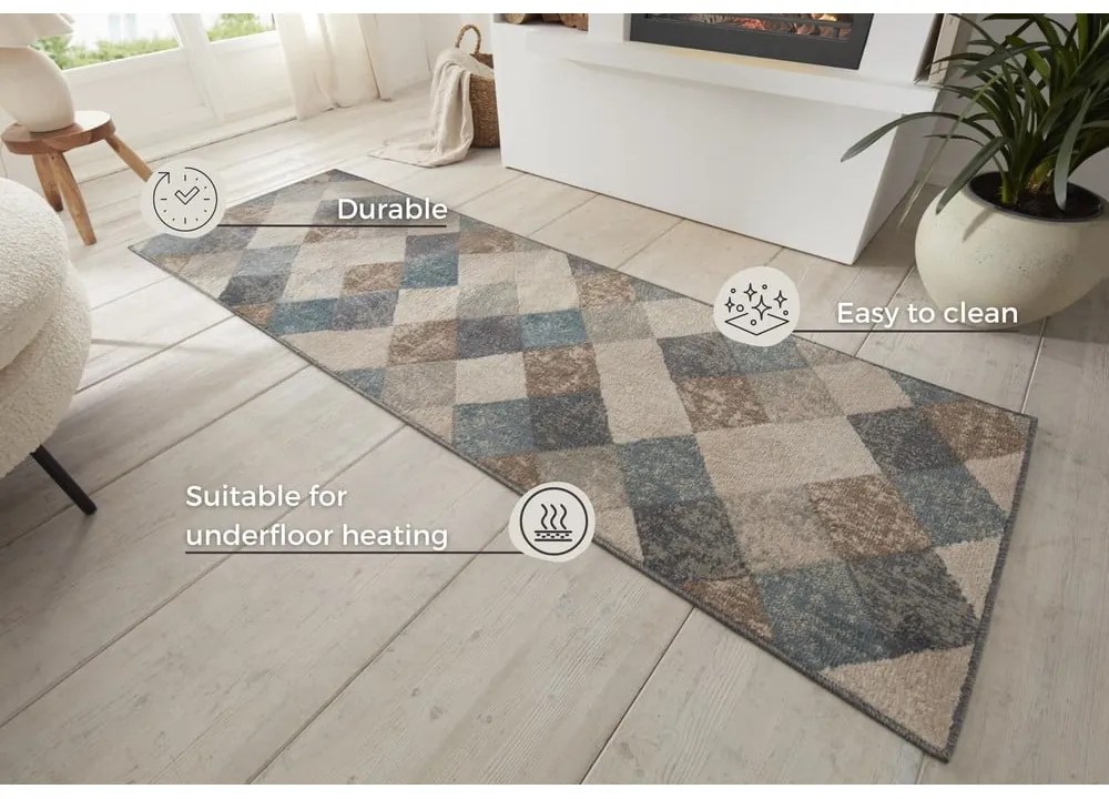 Niebieski/beżowy chodnik 80x200 cm Terrain – Hanse Home