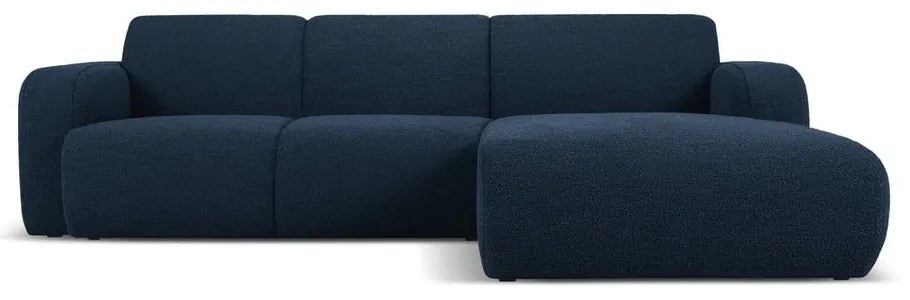 Ciemnoniebieski narożnik z materiału bouclé (prawostronny) Molino – Micadoni Home