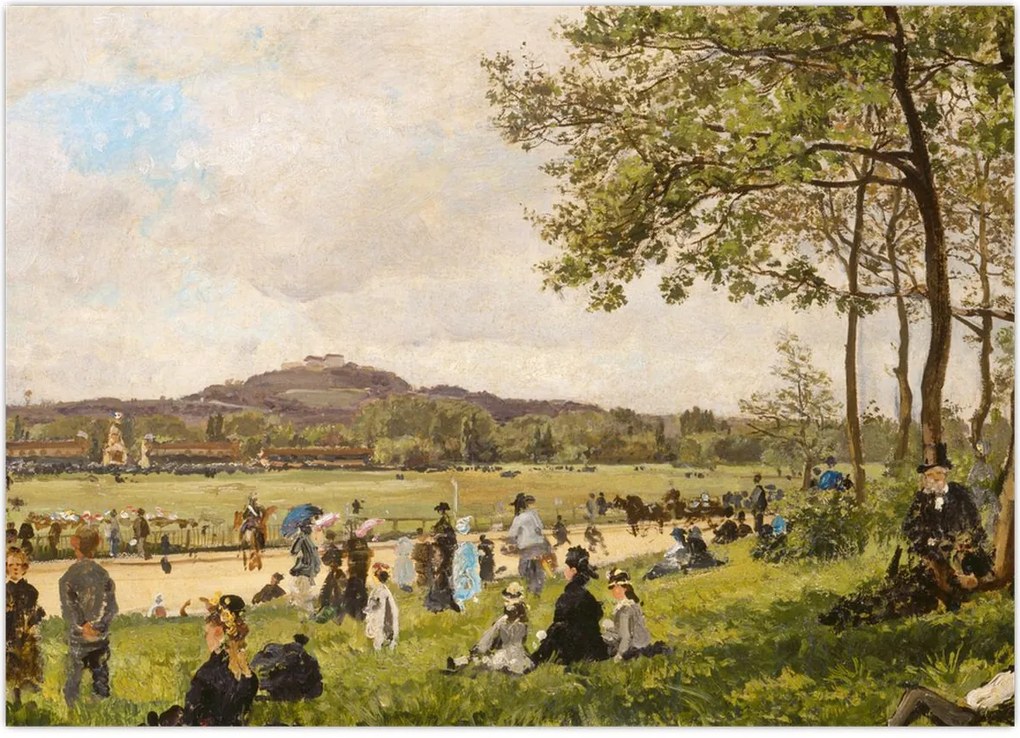 Obraz na szkle - French 19th Century, Race Course at Longchamps, reprodukcje (70x50 cm)