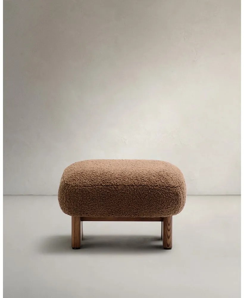 Brązowy podnóżek z materiału bouclé Nema – Kave Home