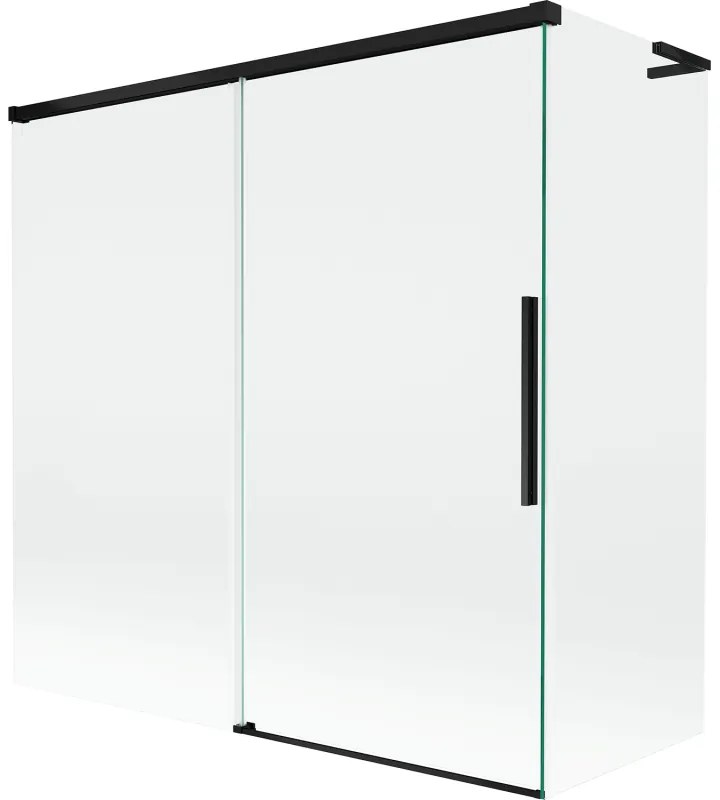 Mexen Rox L parawan nawannowy 2-skrzydłowy rozsuwany 160 + 80 x 150 cm, transparent, czarny - 8C9L-160-080-70-00