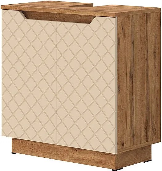 Szafka pod umywalkę dąb/kaszmir ze strukturą płytek 58.9x32x62.1 lotta
