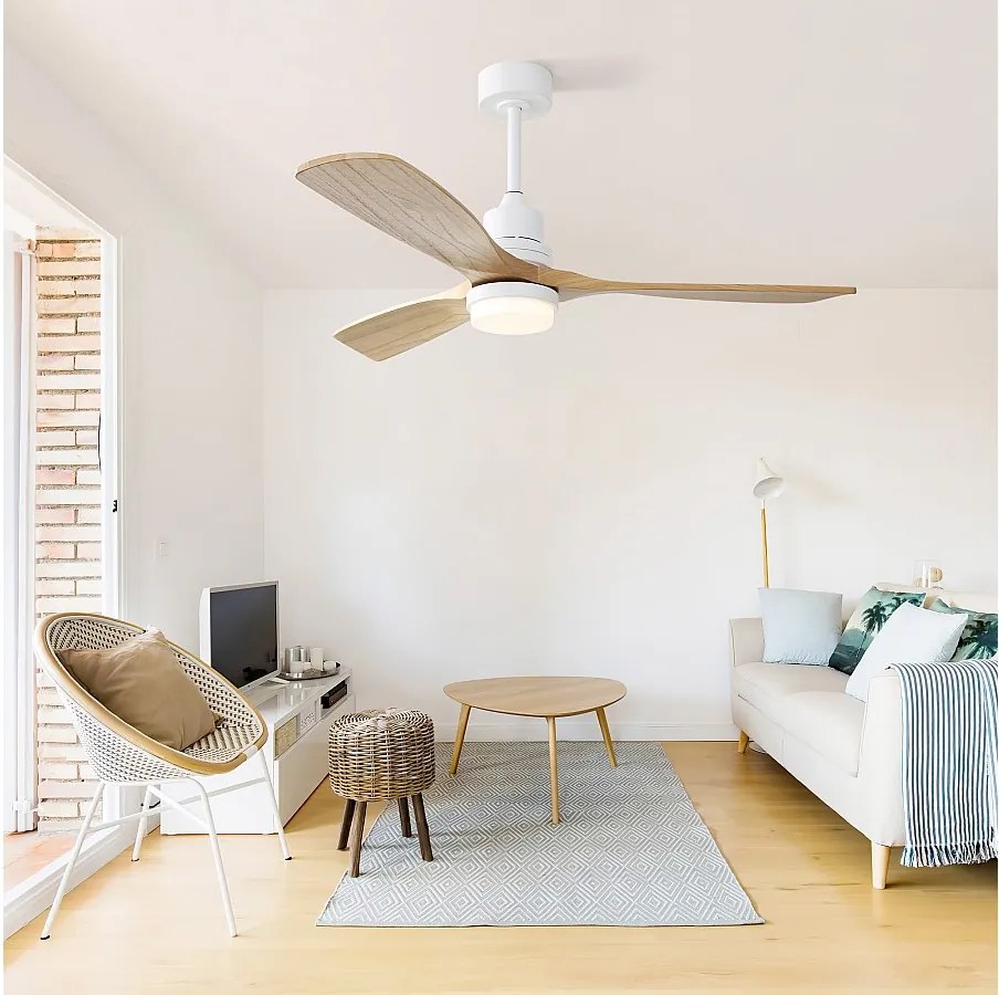 Wentylator sufitowy 52" - Wentylator sufitowy z przyciemnianą diodą LED i 6 prędkościami - do salonu i sypialni