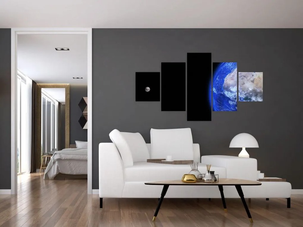 Obraz Księżyca i Ziemi (125x70 cm)