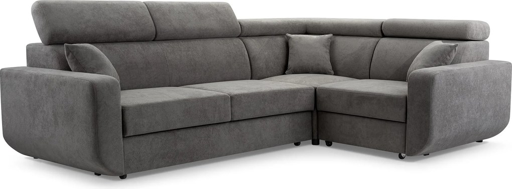 Masseno Narożnik RENO z funkcją spania i pojemnikiem na pościel Narozniki L, Rozkładana sofa - Szary, VELO 635
