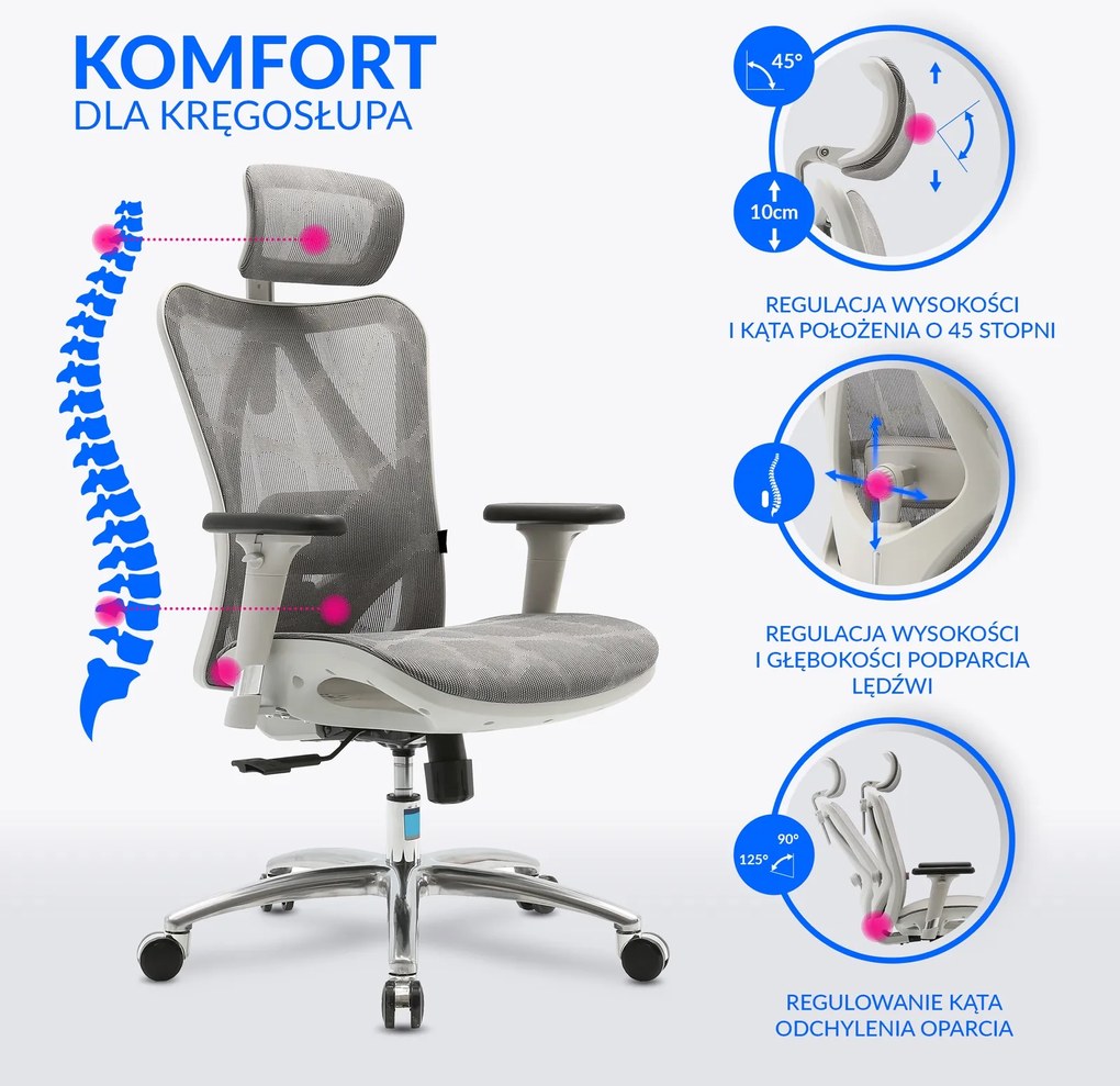 Ergonomiczny fotel biurowy Kalisto, zgodny z normą BHP