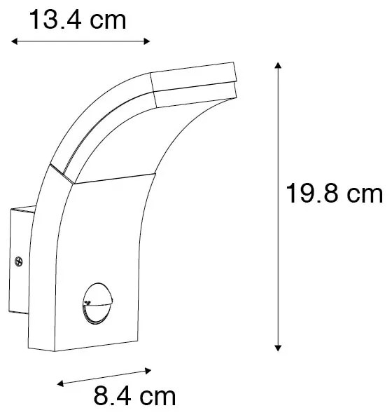 Lampa ścienna zewnętrzna antracytowa z LED IP54 z czujnikiem ruchu - Litt