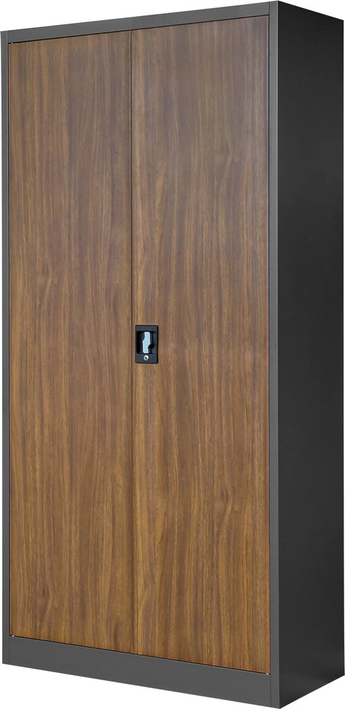 Zestaw 4x szafa biurowa metalowa antracytowa/orzech, 900x1850x400 mm: JAN Eco Design