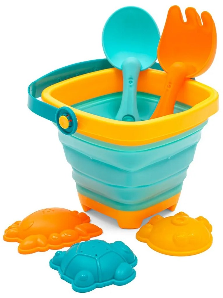 Wiaderko składane Baby Mix z zabawkami do piasku iwody, 5 szt.