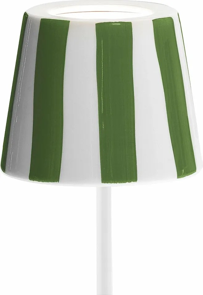 Lampa stołowa LED Poldina Lido z zielonymi paskami, akumulatorowa i ściemnialna, do 12 h pracy, do użytku zewnętrznego, IP65, nowoczesny styl