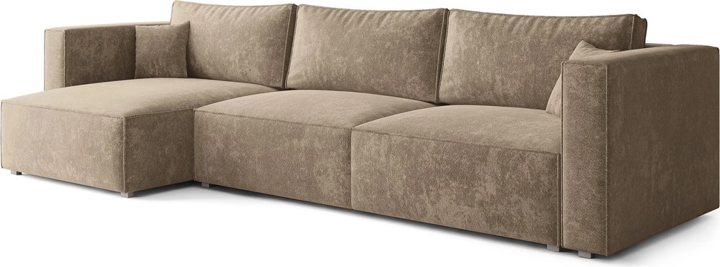 Masseno Narożnik TOLMO z funkcją spania i pojemnikiem na pościel Narozniki L, Rozkładana sofa - Beżowy, LUMO 30