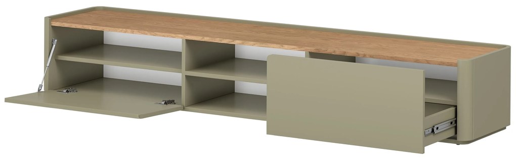 Szafka RTV Elivo 220 cm z szufladą - eukaliptus / dąb baltic dune