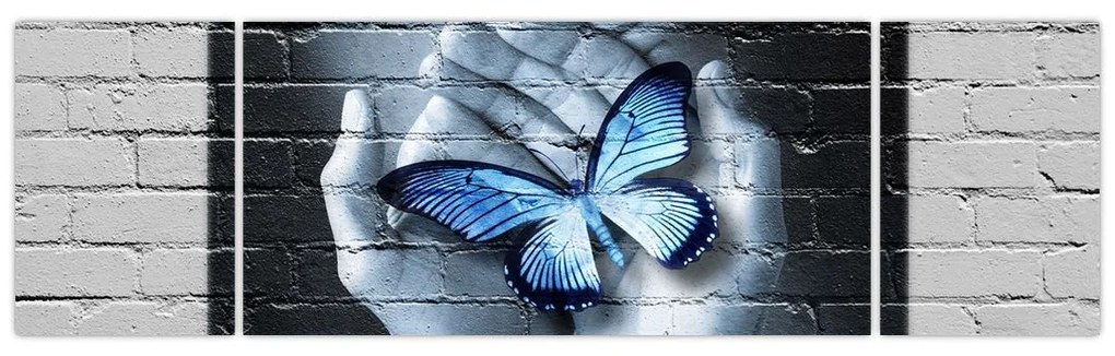 Obraz - Motyl na ścianie (170x50 cm)