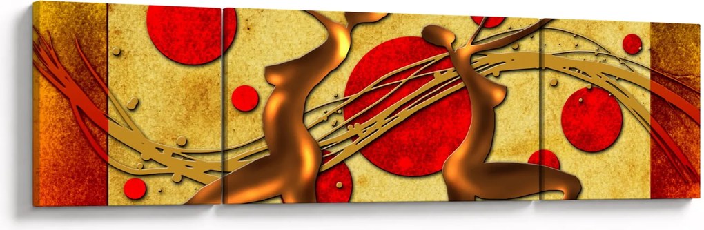 Abstrakcyjny obraz z dwiema kobietami (170x50 cm)