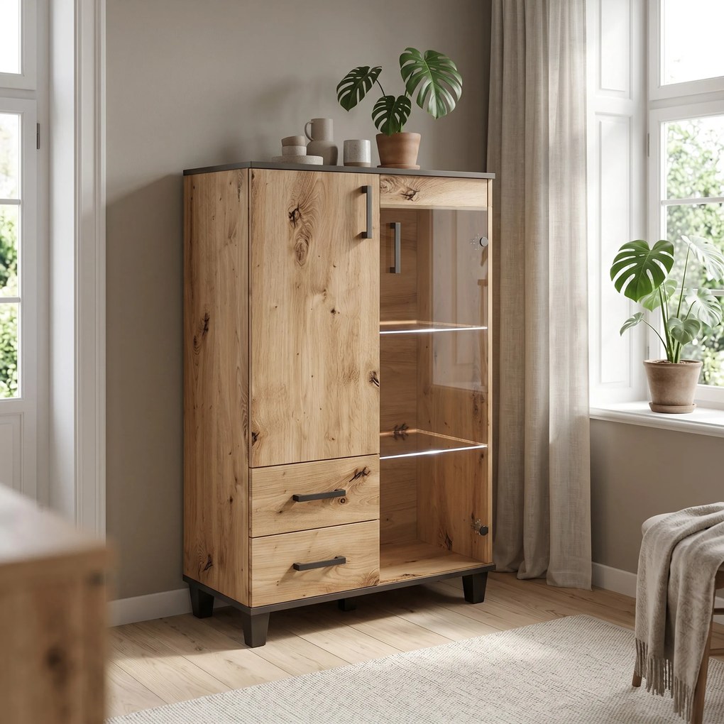 Komoda CORTEZA 80 cm do Salonu Sypialni Dąb artisan