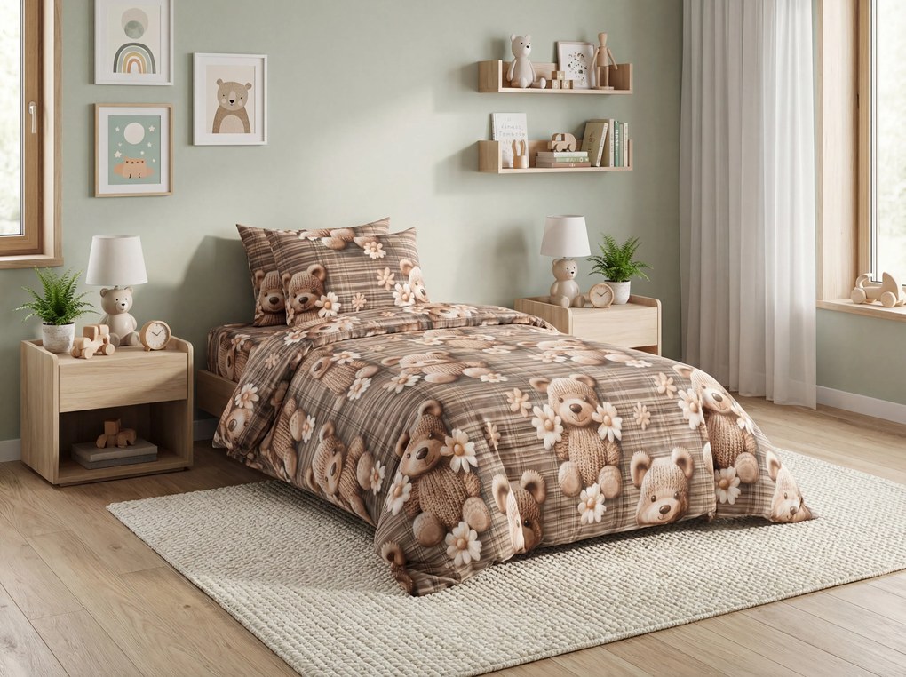 PrzytulneMieszkanie.pl PrzytulneMieszkanie.pl Pościel z mikrofibry SPRING BEAR brązowa Rozmiar pościeli: 70 x 80 cm | 140 x 200 cm