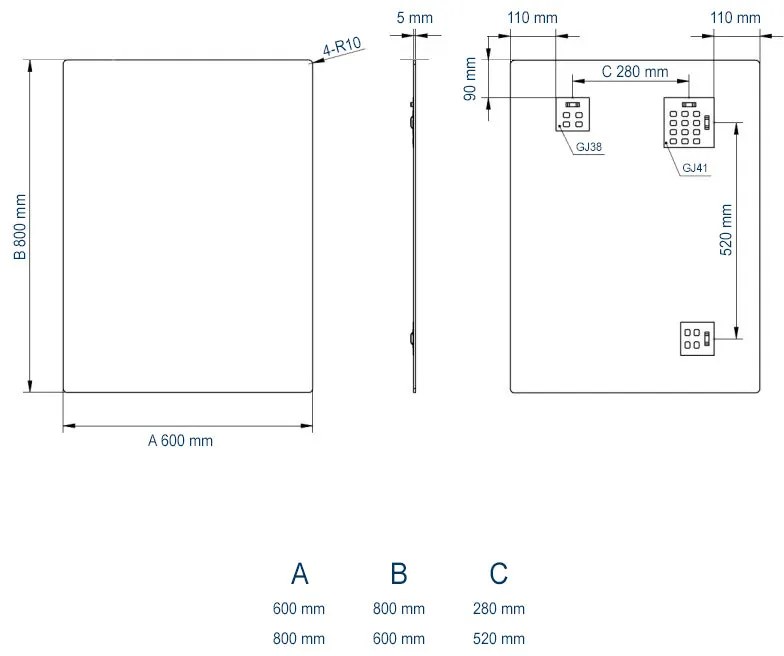 Lustro łazienkowe Lustro ścienne 2137 ProstokątneAluminium - poziomo/pionowo - 0,5 cm