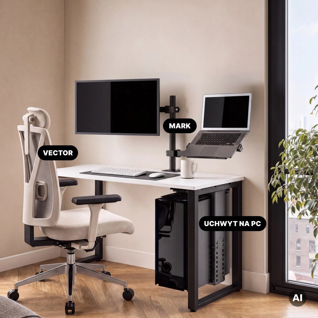 Uchwyt na monitor i laptop 2 w 1 czarny: MARK
