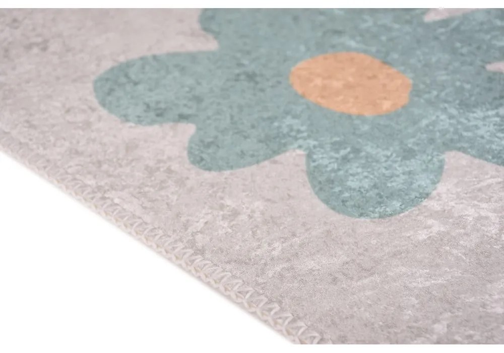 Miętowo-kremowy dywan dziecięcy odpowiedni do prania 60x100 cm Cute Flowers Green – Vitaus