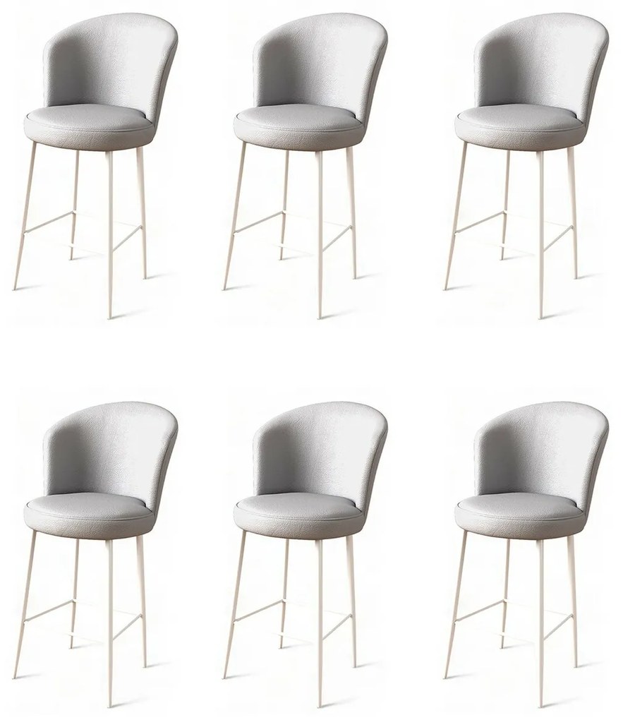 Zestaw krzeseł barowych Uras Grey and White, 6 szt., 6 szt.