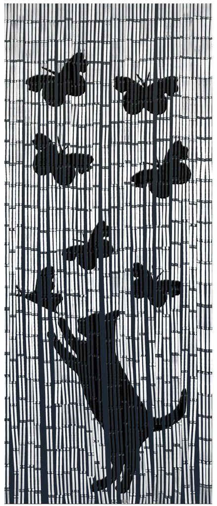 Zasłona bambusowa Kot i motyle, 90x200 cm