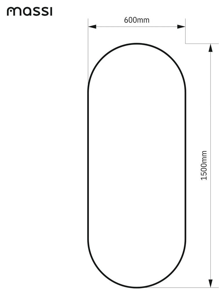 Lustro owalne bez podświetlenia symetryczne bezramowe PLATAN | Różne rozmiary | Różne kolory szkła : Kolor - Srebro, Rozmiar - 60 x 150 cm