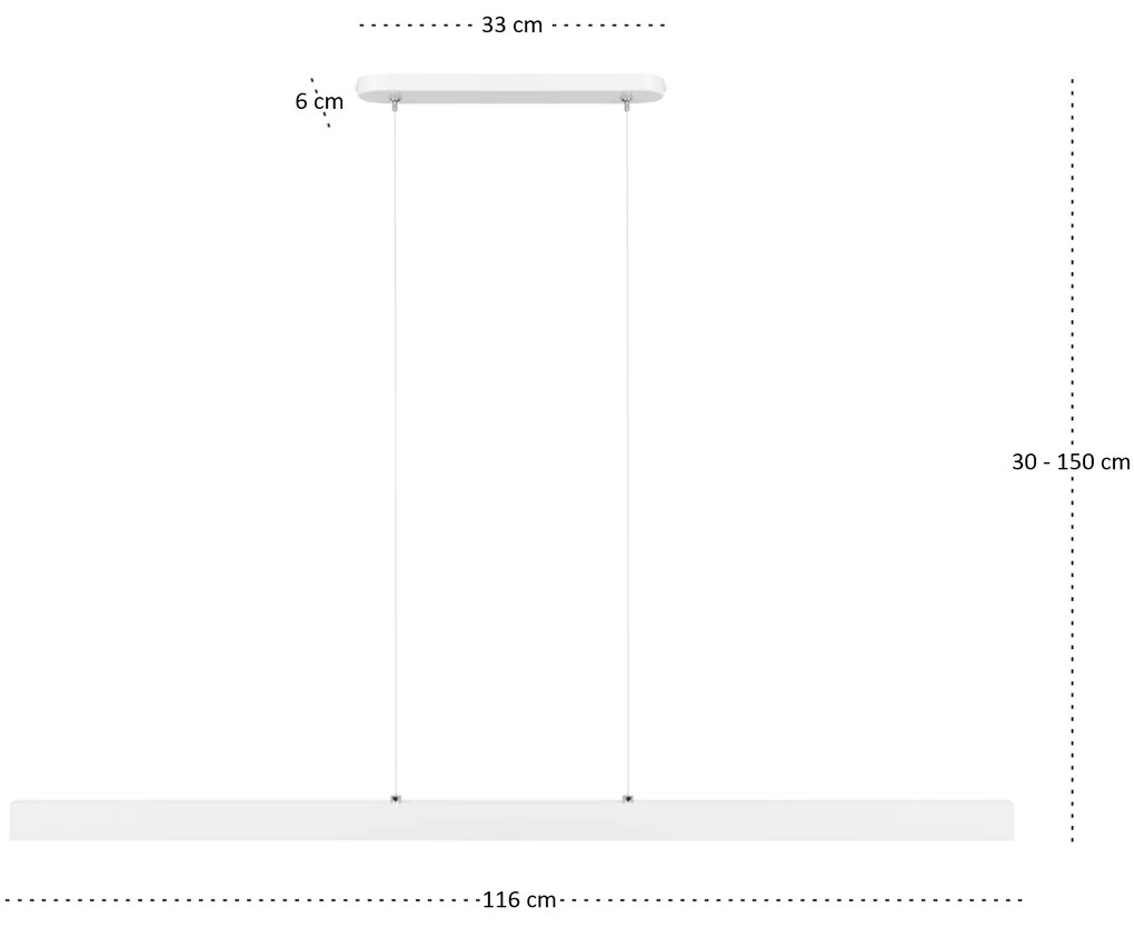 Biała lampa wisząca LED 116cm z metalu W116LED-4K-WEIß wymienny LED wy