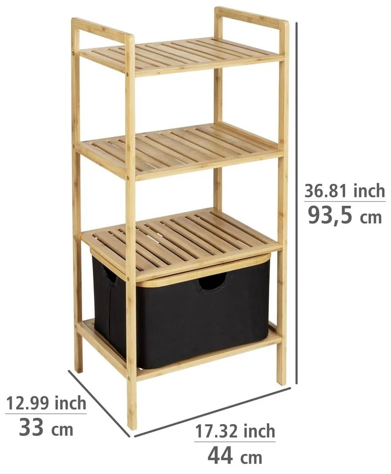 Czarno-naturalny bambusowy regał łazienkowy 44x93,5 cm Ecori – Wenko