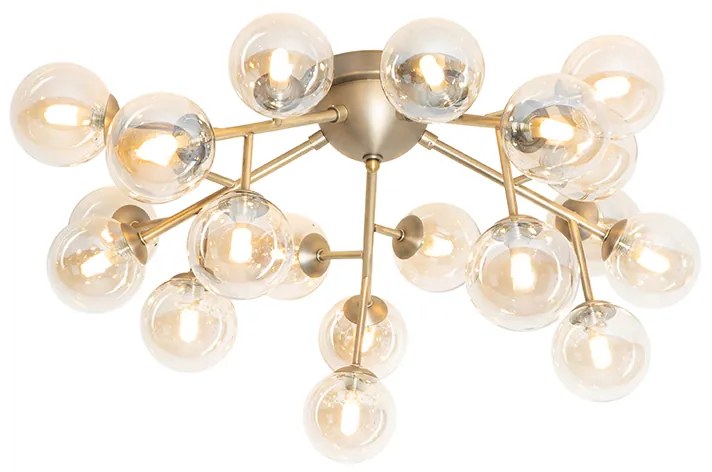 Plafon art deco brązowy z bursztynowym szkłem 20-świateł - Bianca