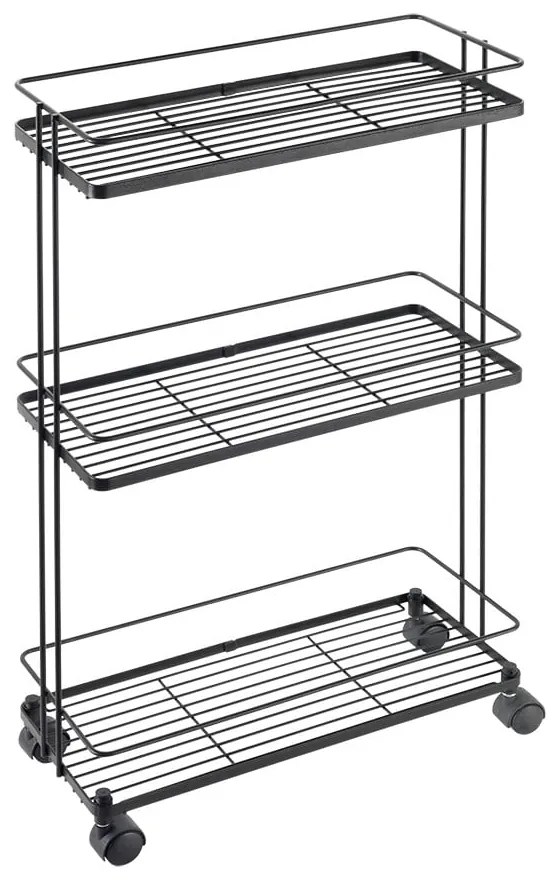 Stalowy regał na kółkach w kolorze matowej czerni 38x62x16 cm Lava – Metaltex