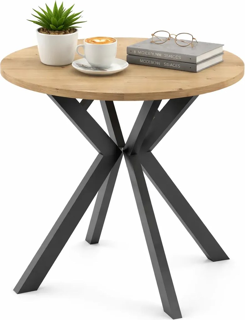 Rozkładany okrągły stół z czarnymi nogami  H8-R53