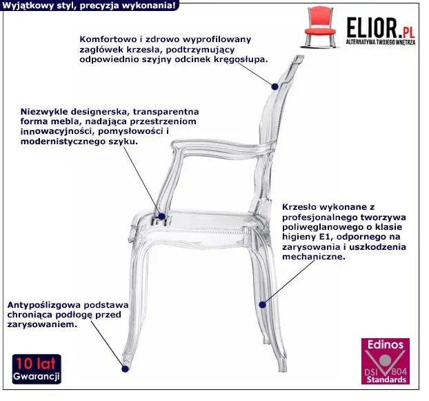 Przezroczyste designerskie krzesło typu ludwik F0-B53