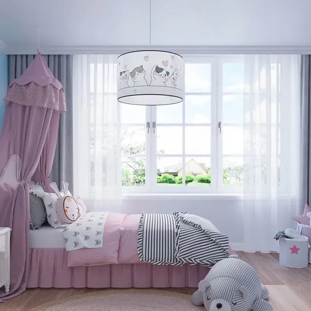 Lampa wisząca dla dzieci z abażurem w koty - A585 P4-T76