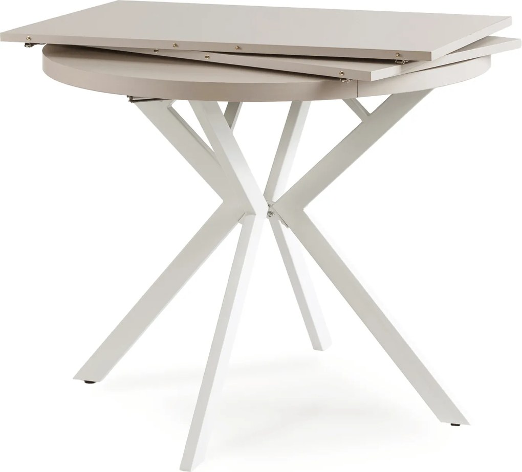 Stół Okrągły Rozkładany DORIAN 80-160 cm Kaszmir/Biały Nowoczesny