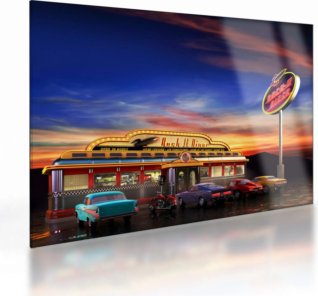 Obraz na szkle - Bar wieczorny (70x50 cm)
