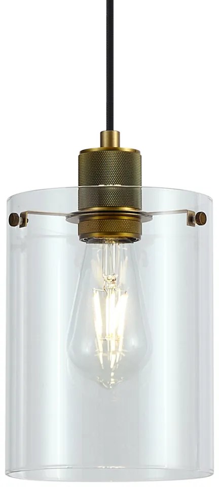 Designerska lampa wisząca brązowa z przezroczystym szkłem - Domo