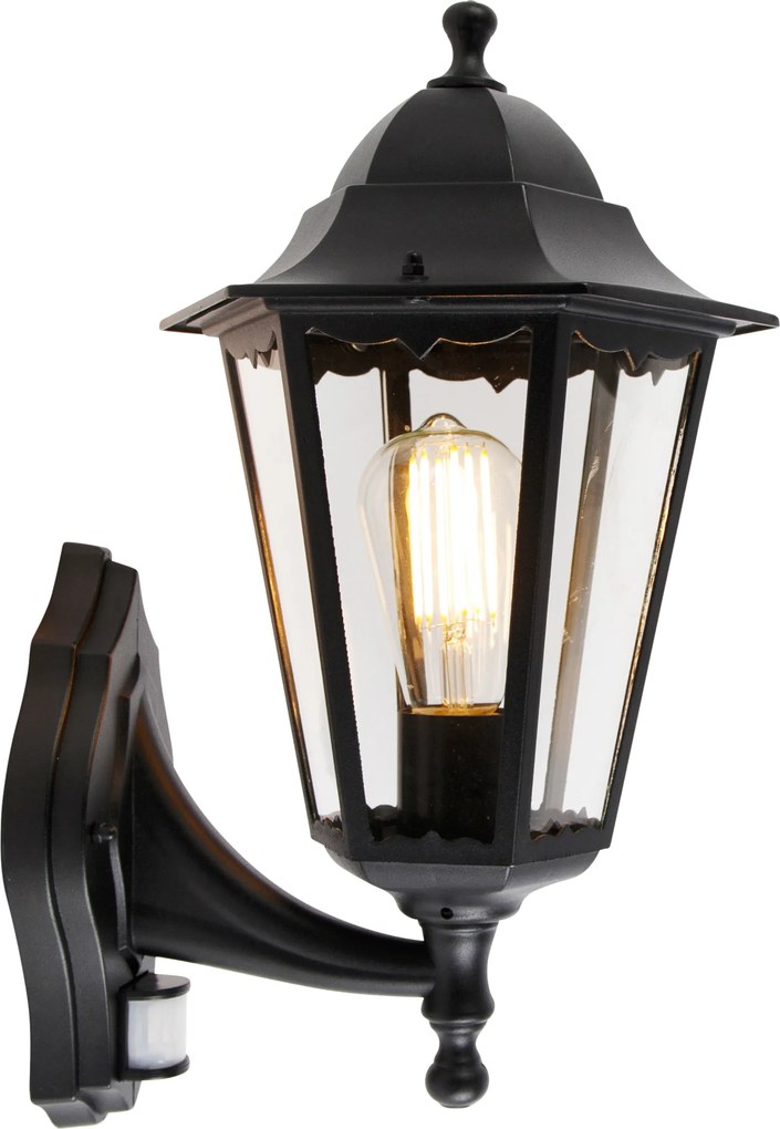 Kinkiet zewnętrzny czarny z czujnikiem ruchu - Havana IP44