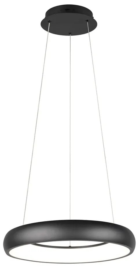 Lampa wisząca LED ze ściemniaczem w kolorze matowej czerni z metalowym kloszem ø 46 cm Cardona – Trio
